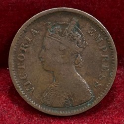 1891 British- India 1/2 Pice (Victoria) Calcutta Mint Rare Coin#C-191