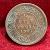 1891 British- India 1/2 Pice (Victoria) Calcutta Mint Rare Coin#C-191 - Image 2