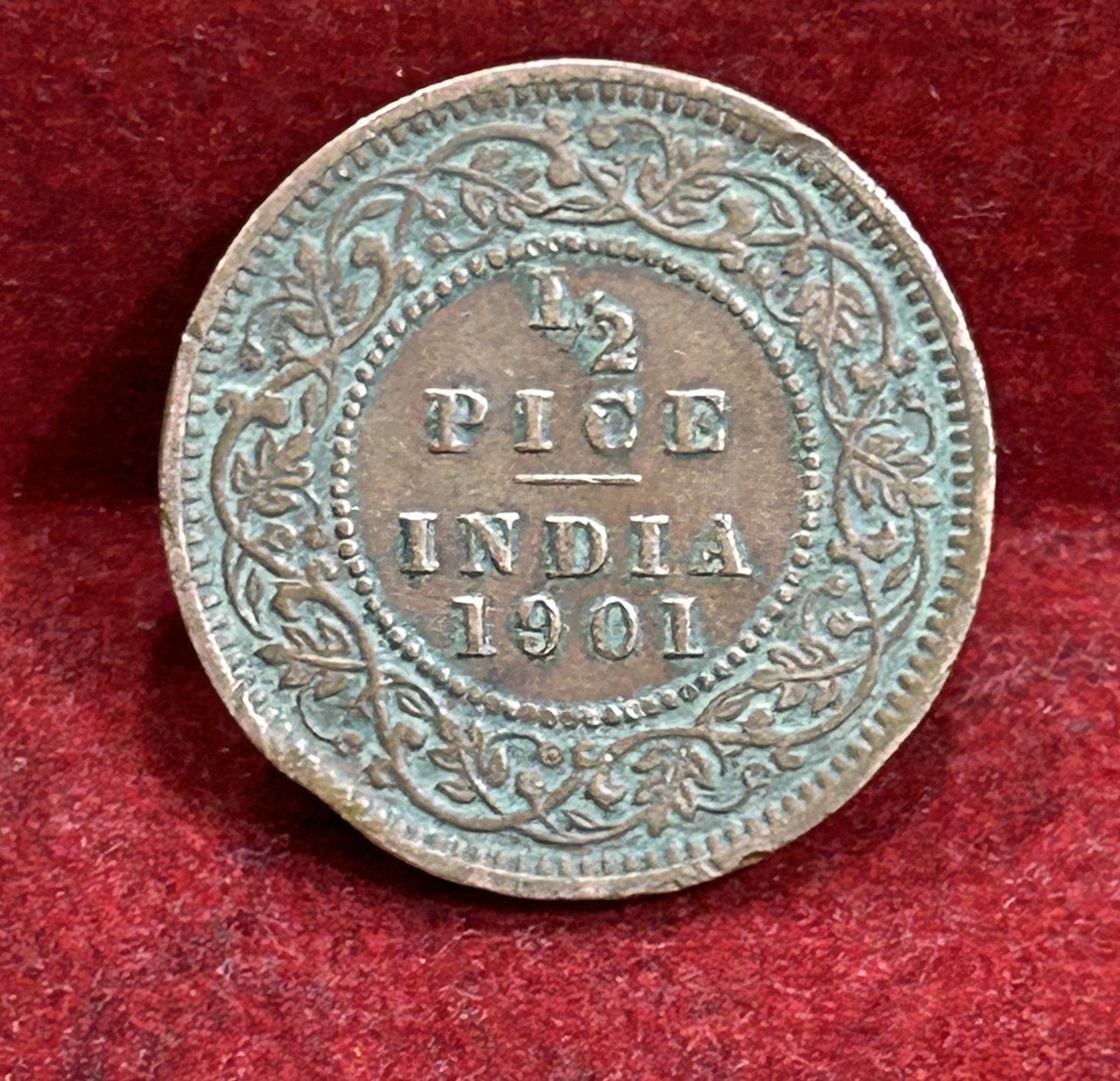 1901 British- India 1/2 Pice (Victoria) Calcutta Mint Rare Coin#C-200 - Image 2