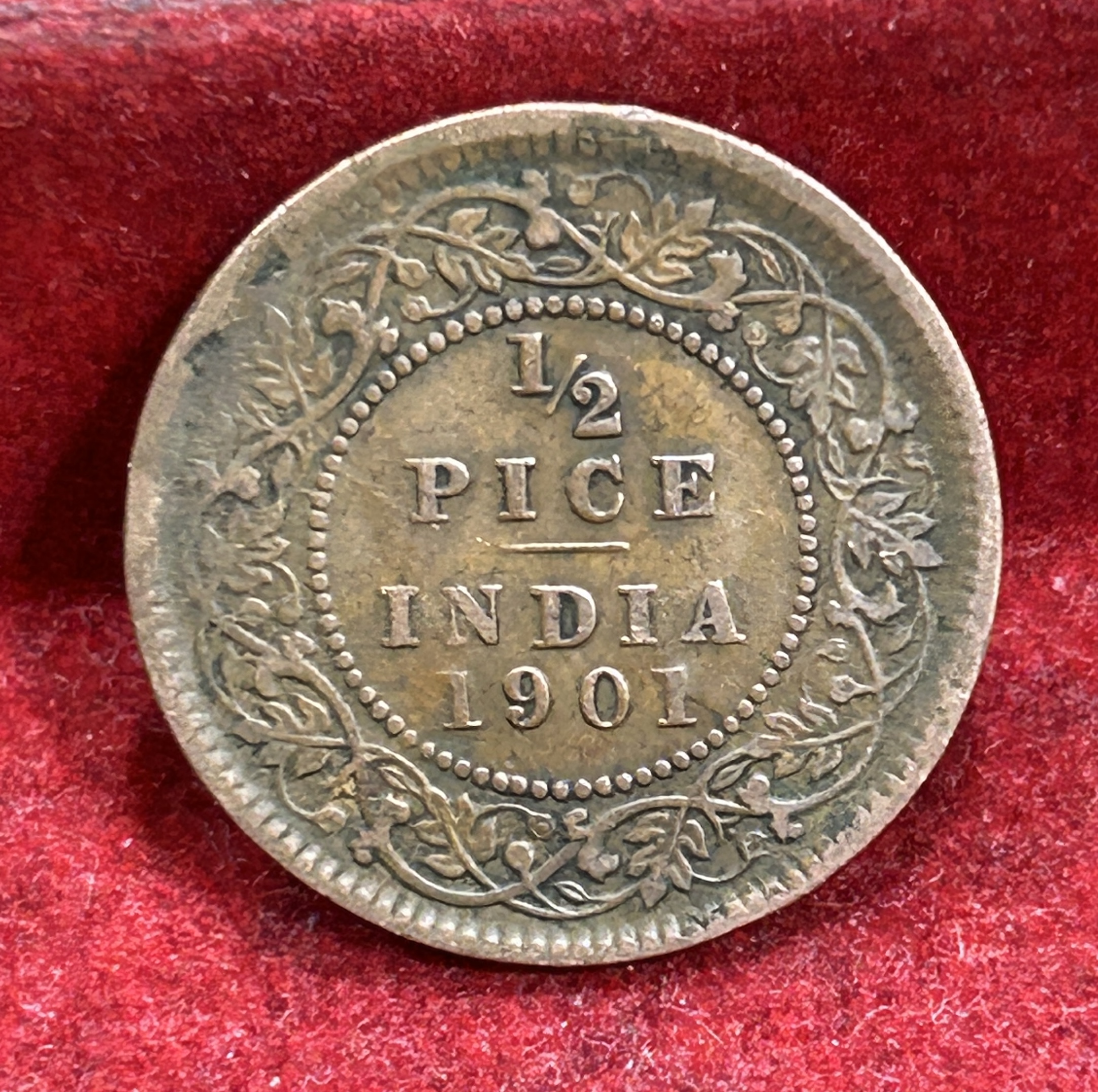 1901 British- India 1/2 Pice (Victoria) Calcutta Mint Rare Coin#C-201