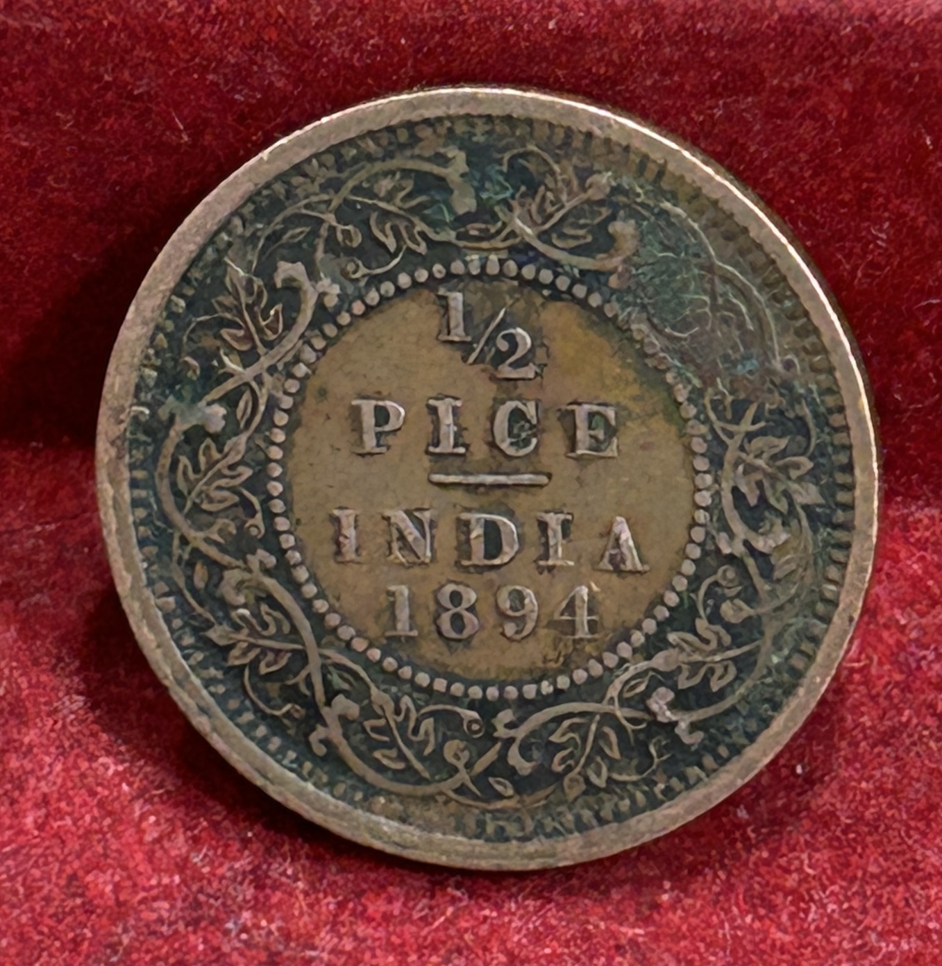 1894 British- India 1/2 Pice (Victoria) Calcutta Mint Rare Coin#C-203