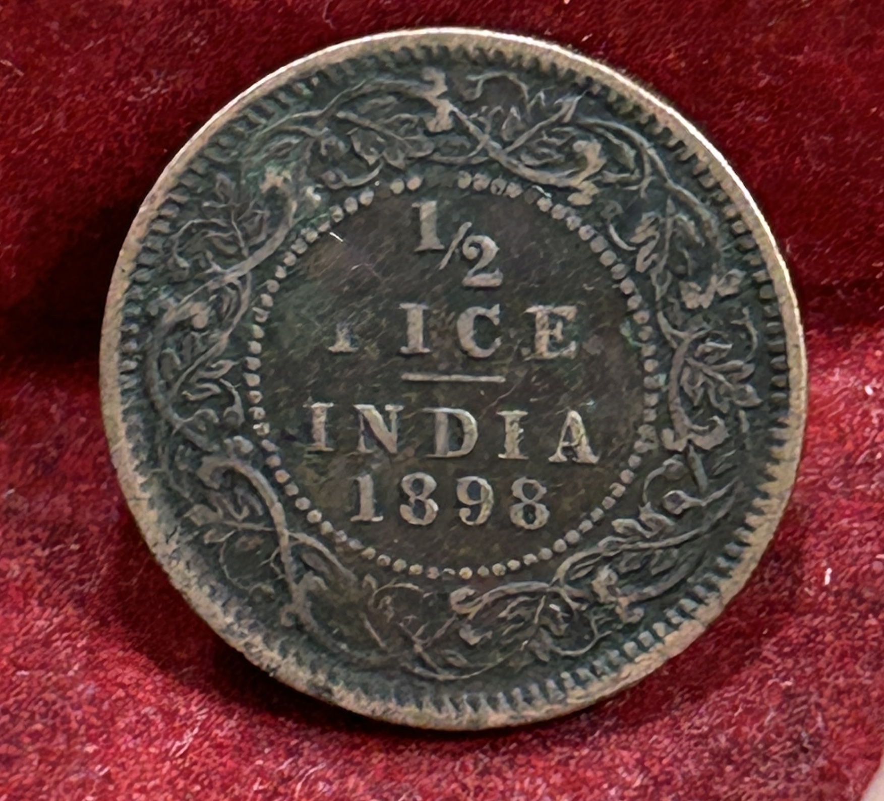 1898 British- India 1/2 Pice (Victoria) Calcutta Mint Rare Coin#C-208