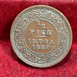 Alternative view of 1897 British- India 1/2 Pice (Victoria) Calcutta Mint Rare Coin#C-211