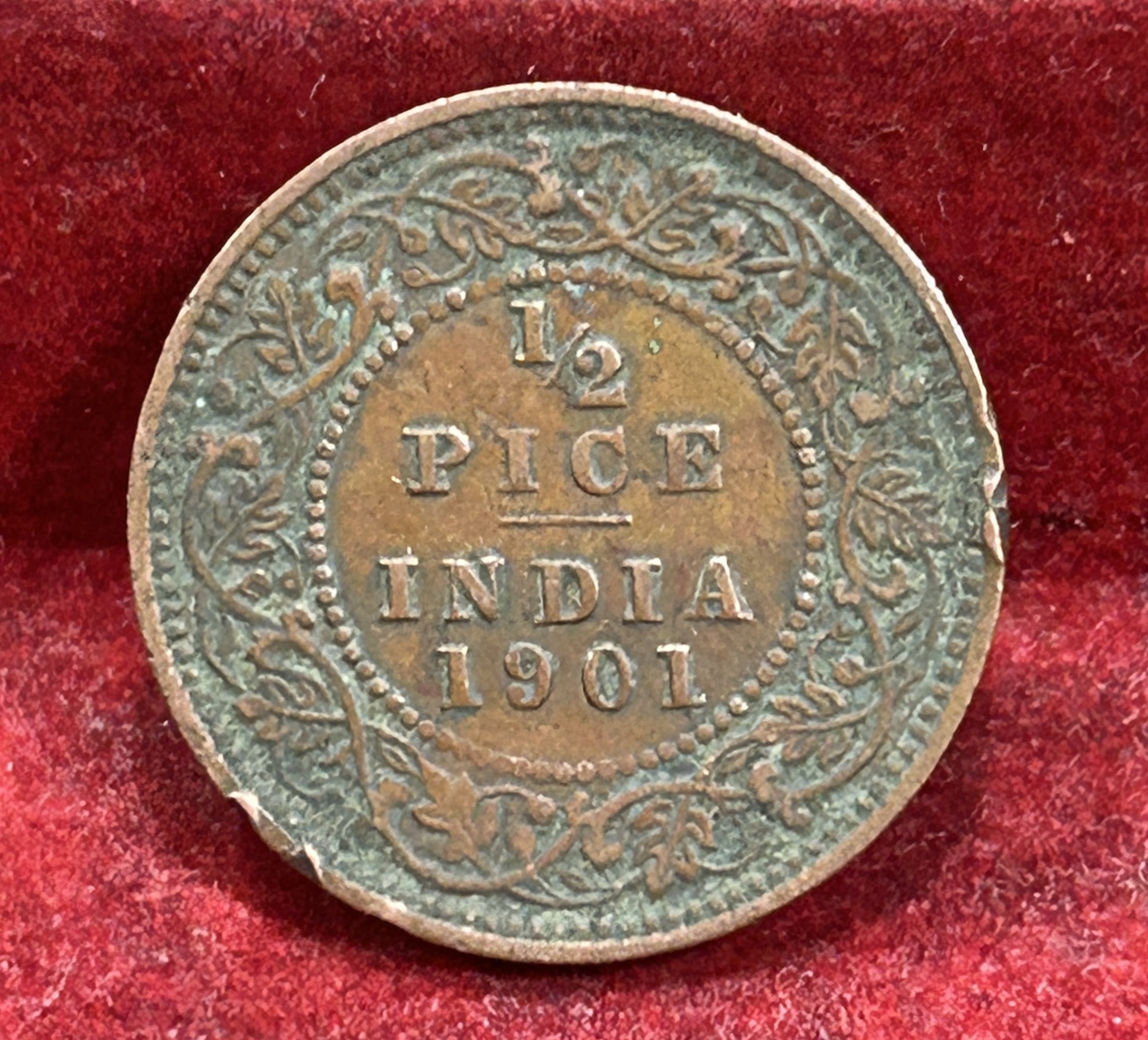 1901 British- India 1/2 Pice (Victoria) Calcutta Mint Rare Coin#C-213