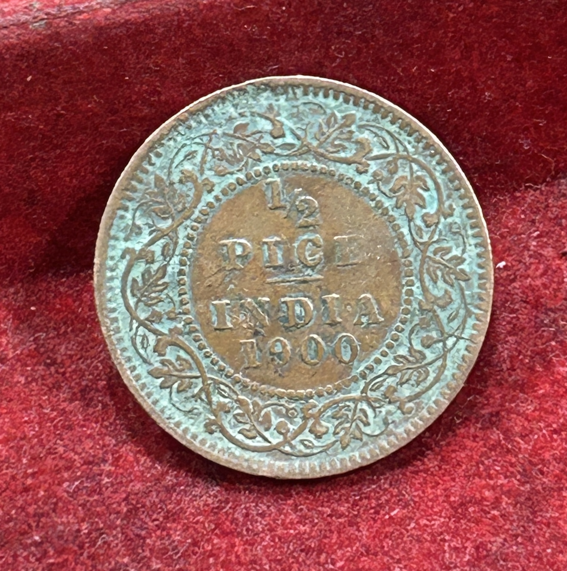 1900 British- India 1/2 Pice (Victoria) Calcutta Mint Rare Coin#C-214