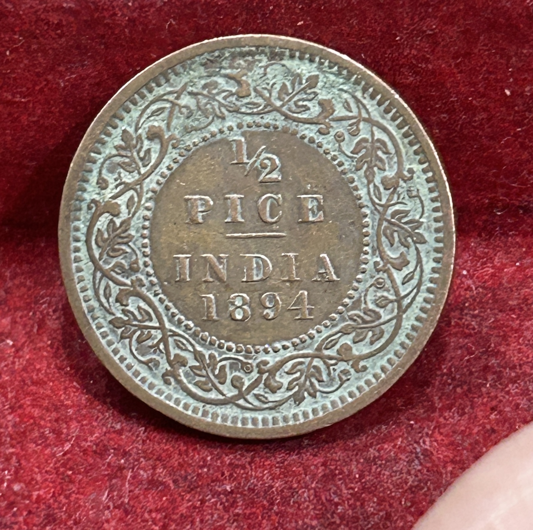 1894 British- India 1/2 Pice (Victoria) Calcutta Mint Rare Coin#C-215