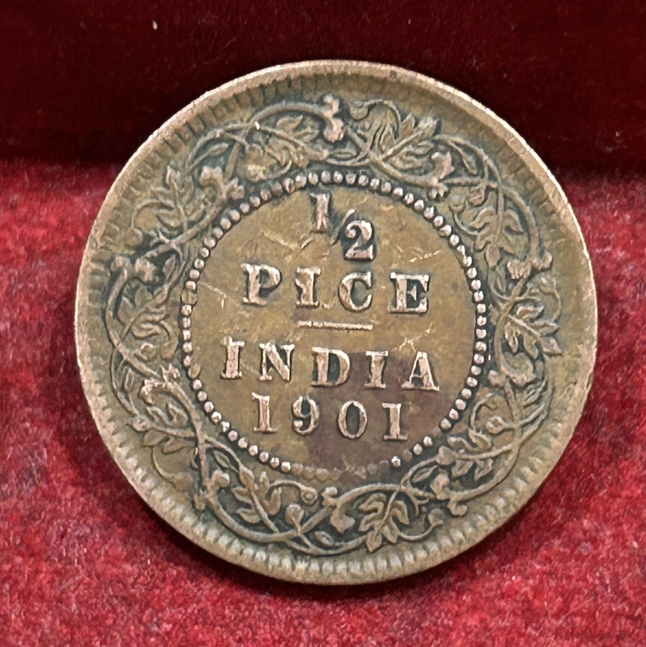 1901 British- India 1/2 Pice (Victoria) Calcutta Mint Rare Coin#C-216