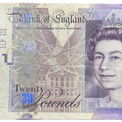 England 20 Pounds - Elizabeth II (Adam Smith) Rare Note #B2