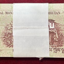 BHUTAN 5 NGULTRUM RARE GEM UNC SERIAL PACKET