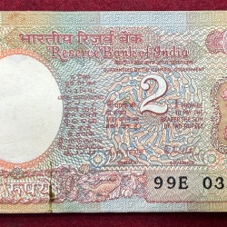 2 RUPEES SATELLITE GOVERNOR R.N MALHOTRA (50NOTE) SERIAL PACKET#B-9