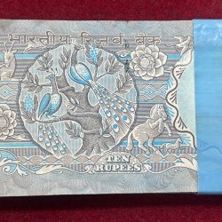 Alternative view of 10 RUPEES (PEACOCK) GOVERNOR R.N MALHOTRA RARE (99 NOTE) SERIAL PACKET(LAST NOTE MISSING PACKET)