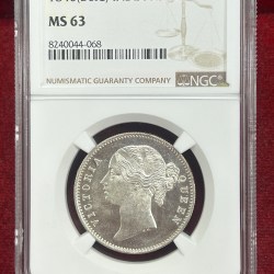 One Rupee 1840 - Victoria Queen NGC Grade MS-63 Very High Grade Extremely Rare Coin
