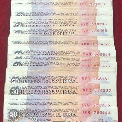 50 Rupees (Old Issue) Mix Governor Rare (100 Note) Packet #3