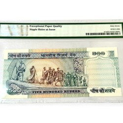 Alternative view of Rs 500 India Banknote PMG Graded 67 Epq Signed By R N Malhotra Unique and Rare