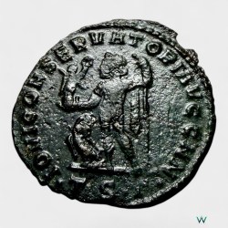 Alternative view of Ancient Roman Follis Nummus Bronze Issue Roman Empire 4th Century Emperor Constantine Ultra Unique and Rare Tetrarchy Period