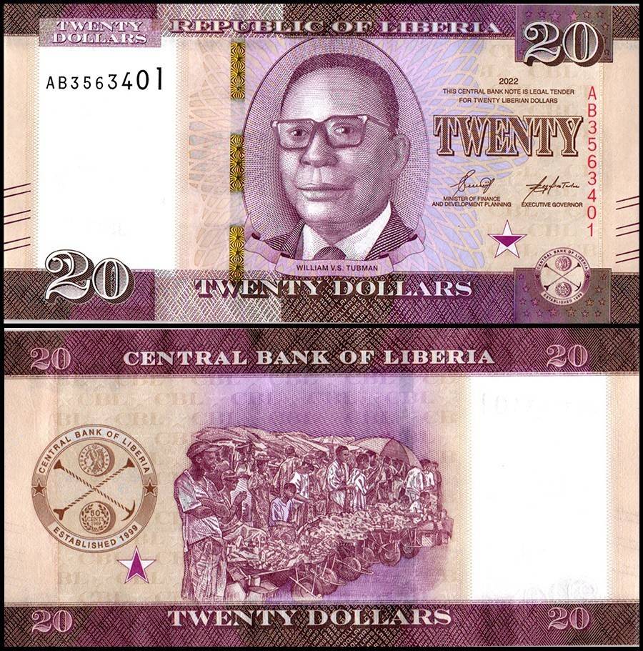 Liberia 20 Dollars World Banknote 2022 P39 UNC Unique and Rare