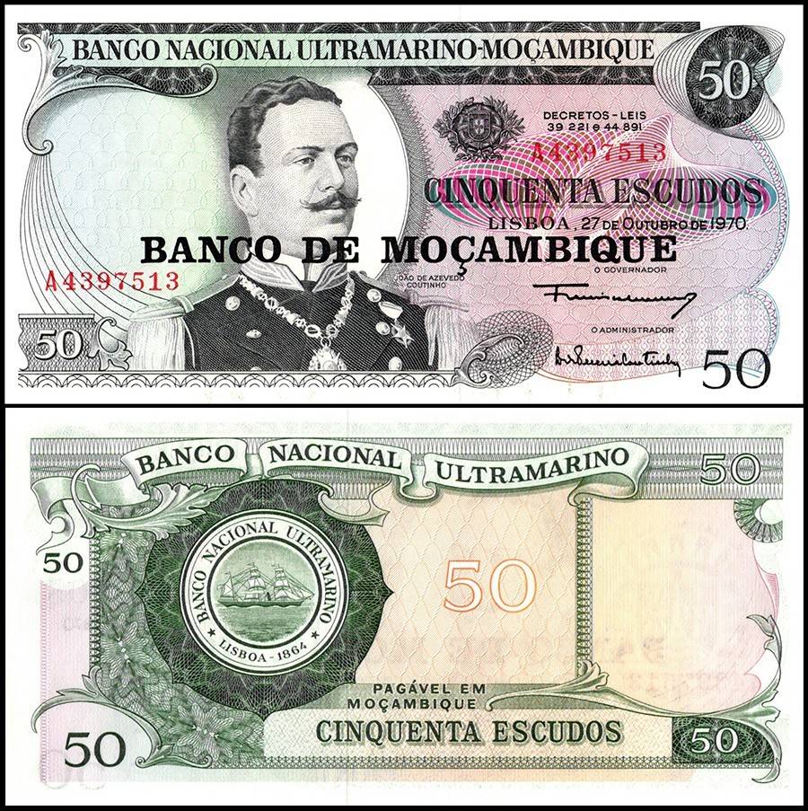 Mozambique 50 Escudos World Banknote 1970 P116 UNC Unique and Rare