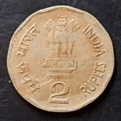 Alternative view of Republic India Denominaton 2₹ Metal coper nickel Backside of Chhatrapati Shivaji Same and similar piece available