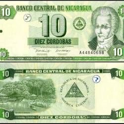 Nicaragua 10 Cordobas World Banknote 2002 P191 UNC Unique and Rare