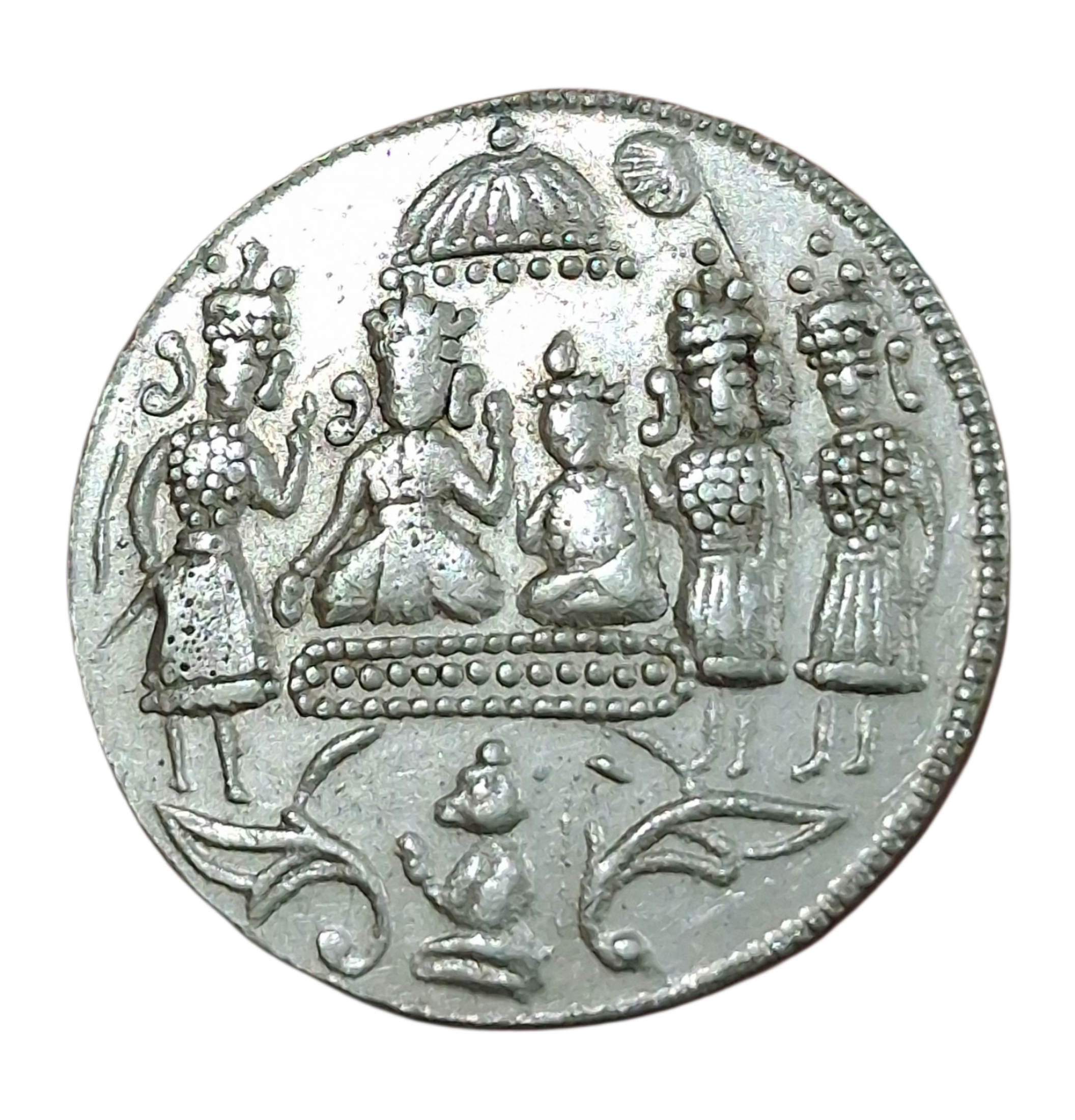 RAM DARBAR Mix Silver TOKEN "Lord Ram, Sita, Hanuman, Lakshman, Bharat, Satrugan" **SCARE** High Collectable Grade.
