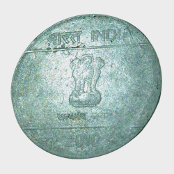 2 Rupees MUDRA Series 2010 Calcutta Mint “WRONG PLANCHET” Struck on 1 Rupee Planchet Error in Collectable Grade.