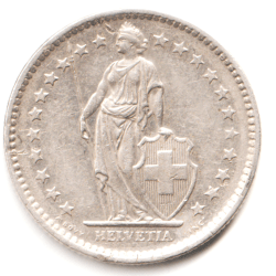 Alternative view of 2 France 1980 Republique Silver 8.75 gm 1980 HALVETIA Commemorative in Circulation Issue A Bovy Mint Coin