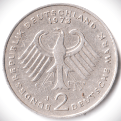 Rare 2 DEUTSCHE Mark1973 J MINT FEDERAL REPUBLIC OF WEST GERMANE BUNDESREPUBLIK 1949-1969