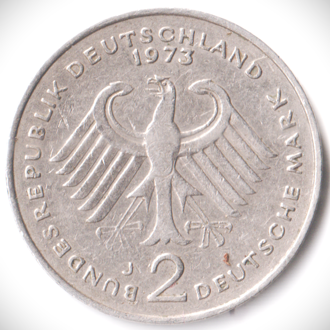 Rare 2 DEUTSCHE Mark1973 J MINT FEDERAL REPUBLIC OF WEST GERMANE BUNDESREPUBLIK 1949-1969