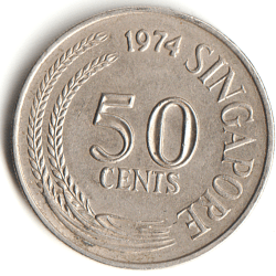 SINGAPORE 50 Cents 1974 Collectible Coins