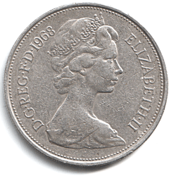 Extremely Rare Coins of 10 New Pence Coins of Queen Elizabeth II D.G. REG. F.D.1968 United Kingdom, British Overseas Territories and Crown Dependencies