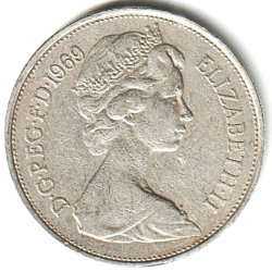 Extremely Rare Coins of 10 New Pence Coins of Queen Elizabeth II D.G. REG. F.D.1969 United Kingdom, British Overseas Territories and Crown Dependencies