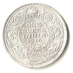 Rare 1916 One Rupee of George V King Emperor Bombay Mint Silver 11.66 Gram British India Coin Same as per shown given