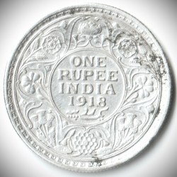 Rare 1918 One Rupee of George V King Emperor Calcutta Mint Silver 11.66 Gram British India Coin Same as per shown given