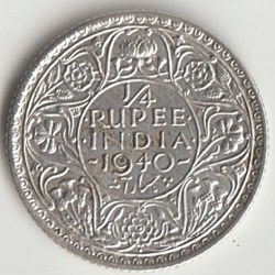 Rare 1/4 Rupee 1940 Silver Coin Bombay Mint George Vl King Emperor British India Coin