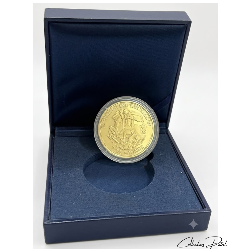 United Kingdom 5 Pounds 2012 - Elizabeth II Saint George and the dragon; gold plated Rare Coin with Wooden Box