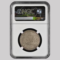 Alternative view of RARE 1938(B) INDIA RUPEE UNC CONDITION NGC GRADED HIGH GRADE MS 62