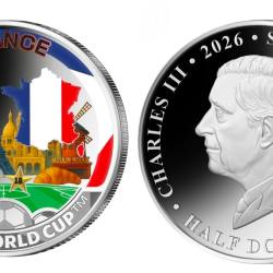 2026 Solomon Islands Half Dollar France FIFA World Cup 2026 Ultra Unique and Rare Coloured Unc Crown Size Coin with Capsool