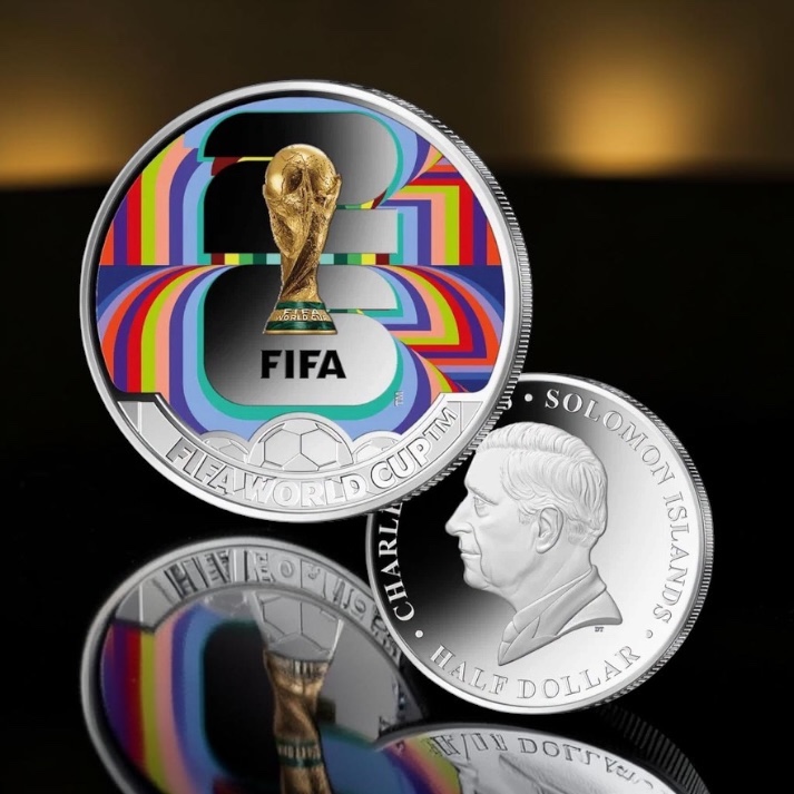 2026 Solomon Islands Half Dollar Emblem FIFA World Cup 2026 Ultra Unique and Rare Coloured Unc Crown Size Coin with Capsool