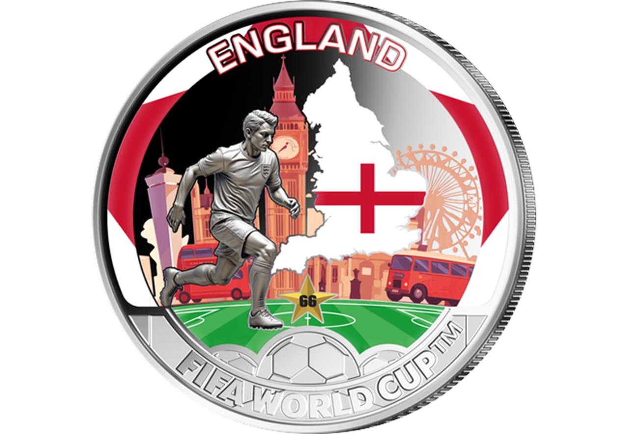 2026 Solomon Islands Half Dollar England FIFA World Cup 2026 Ultra Unique and Rare Coloured Unc Crown Size Coin with Capsool