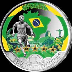 Alternative view of 2026 Solomon Islands Half Dollar Brasil FIFA World Cup 2026 Ultra Unique and Rare Colored Unc Crown Size Coin with Capsool