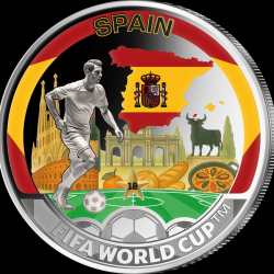 Alternative view of 2026 Solomon Islands Half Dollar Spain FIFA World Cup 2026 Ultra Unique and Rare Colored Unc Crown Size Coin with Capsool