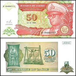 Zaire 50 Nouveaux Makuta World Banknote 1993 P51 UNC Unique and Rare
