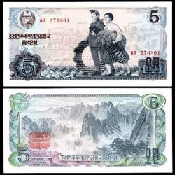 North Korea 5 Won World Banknote Issued in 1980 Unique and Rare
