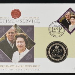 British Indian Ocean Territory 2 Pounds 2011 - Elizabeth II Prince Philip, 90th Birthday Rare Coin ( First Day Cover with Stamp )