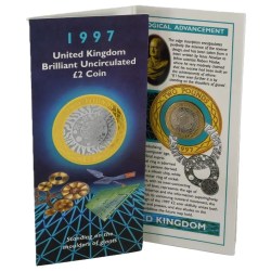 United Kingdom 1997 Brilliant Uncirculated 2 Pound Rare Commemorative Coin With Beautiful Folder