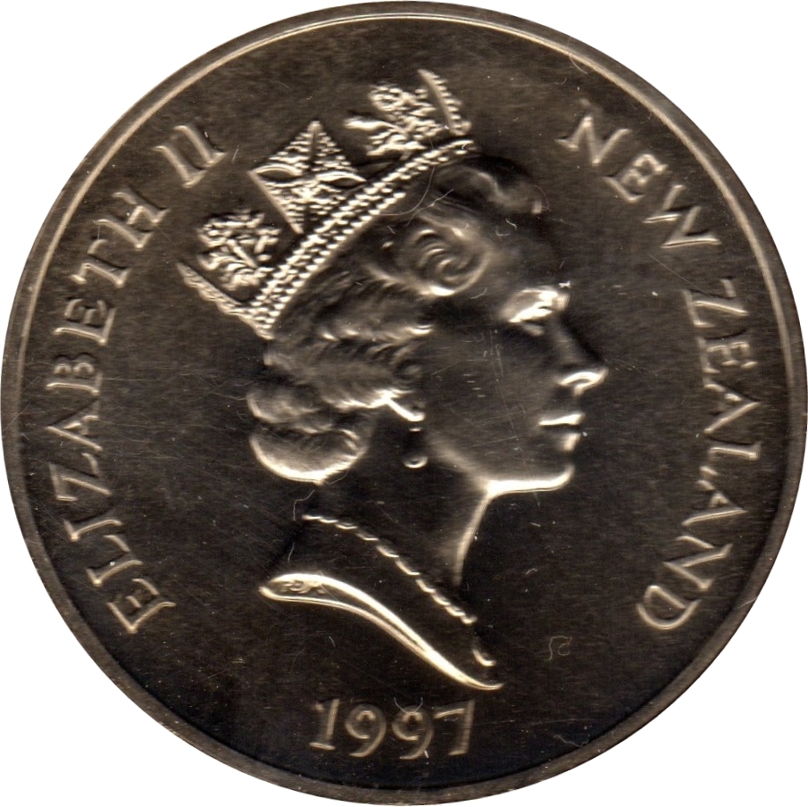 New Zealand 5 Dollars 1997 - Elizabeth II 3rd Portrait; Golden Wedding Rare Coin ( First Day Cover with Stamp )