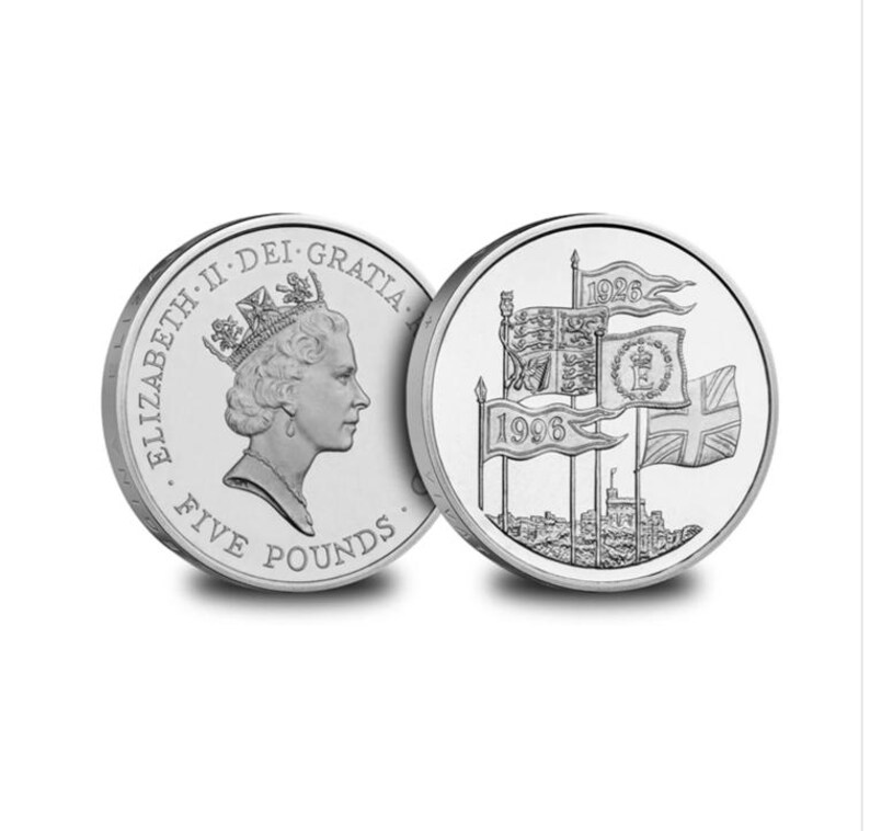 United Kingdom 5 Pounds 1996 – Elizabeth II Queen’s 75th Birthday Rare Coin (First Day Cover with Stamp)