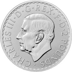 Alternative view of United Kingdom 2 Pounds - (Charles III 1 oz Fine Silver) 2023 Silver (Weight- 31.21 G) Rare Gem Unc Coin #A-1