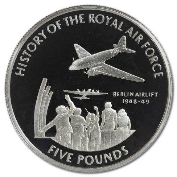Guernsey 5 Pounds 2008 - Elizabeth II Berlin Airlift Rare Coin (First Day Cover with Stamp)