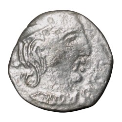 Silver Drachma of Svami Rudrasena III (AD 348-380) of Western Kshatrapa Rare